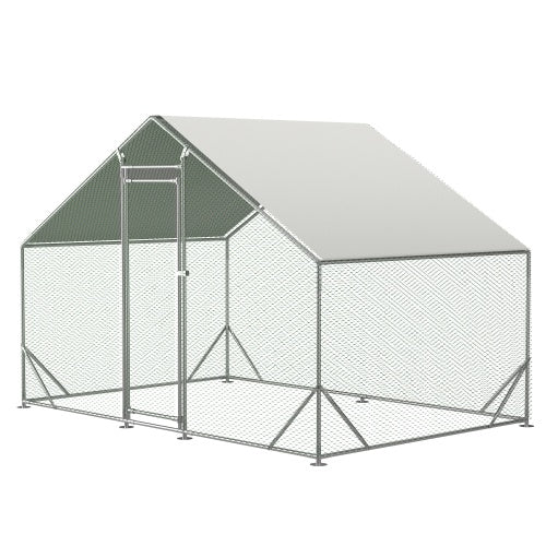 Large Metal Chicken Coop, Walk-in Chicken Run,Galvanized Wire Poultry Chicken Hen Pen Cage, Rabbits Duck Cages With Waterproof And Anti-Ultraviolet Cover For Outside