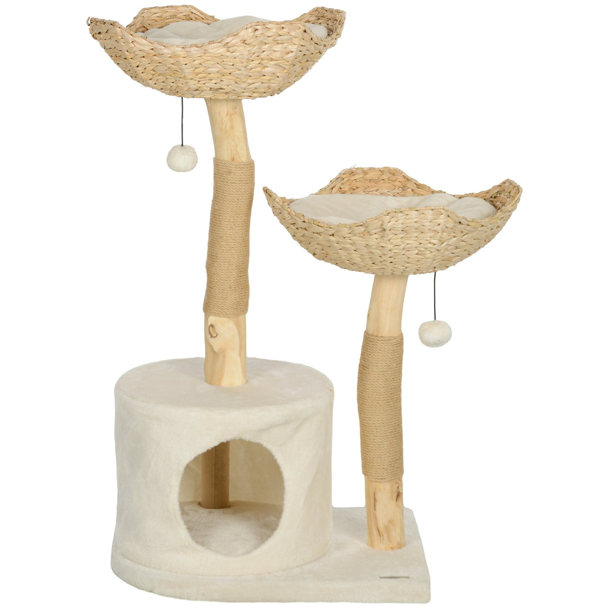 37 Inch Modern Cat Tree w/ Wooden Scratching Posts, Condo, Beds, Cushions, Toy Balls & Anti-Tip Kit