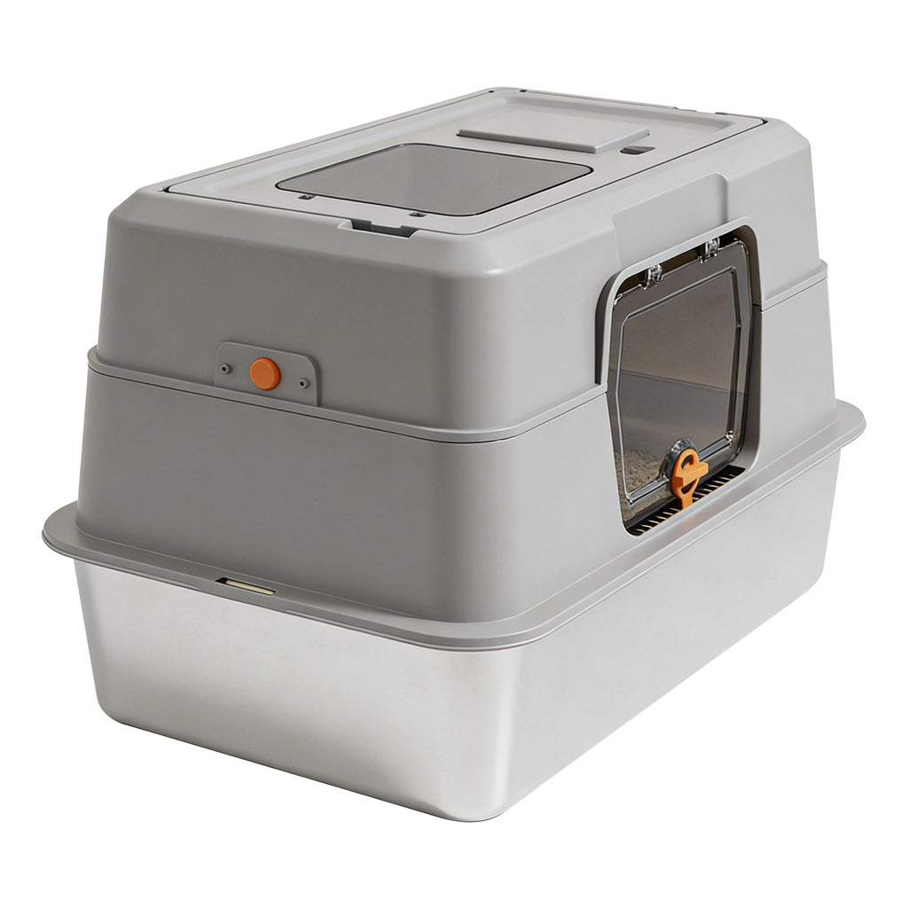 Only Self Pickup---Fully Enclosed Stainless Steel Cat Litter Box