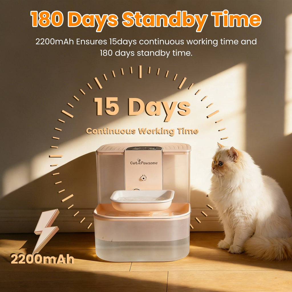 1Pc Smart Pet Water Fountain Automatic Cat Water Dispenser 4.5L Cordless Rechargeable Dog Water Fountain Self-Refill With 3 Adjustable Volume 3 Time Intervals Remote Control Cleaning Brush