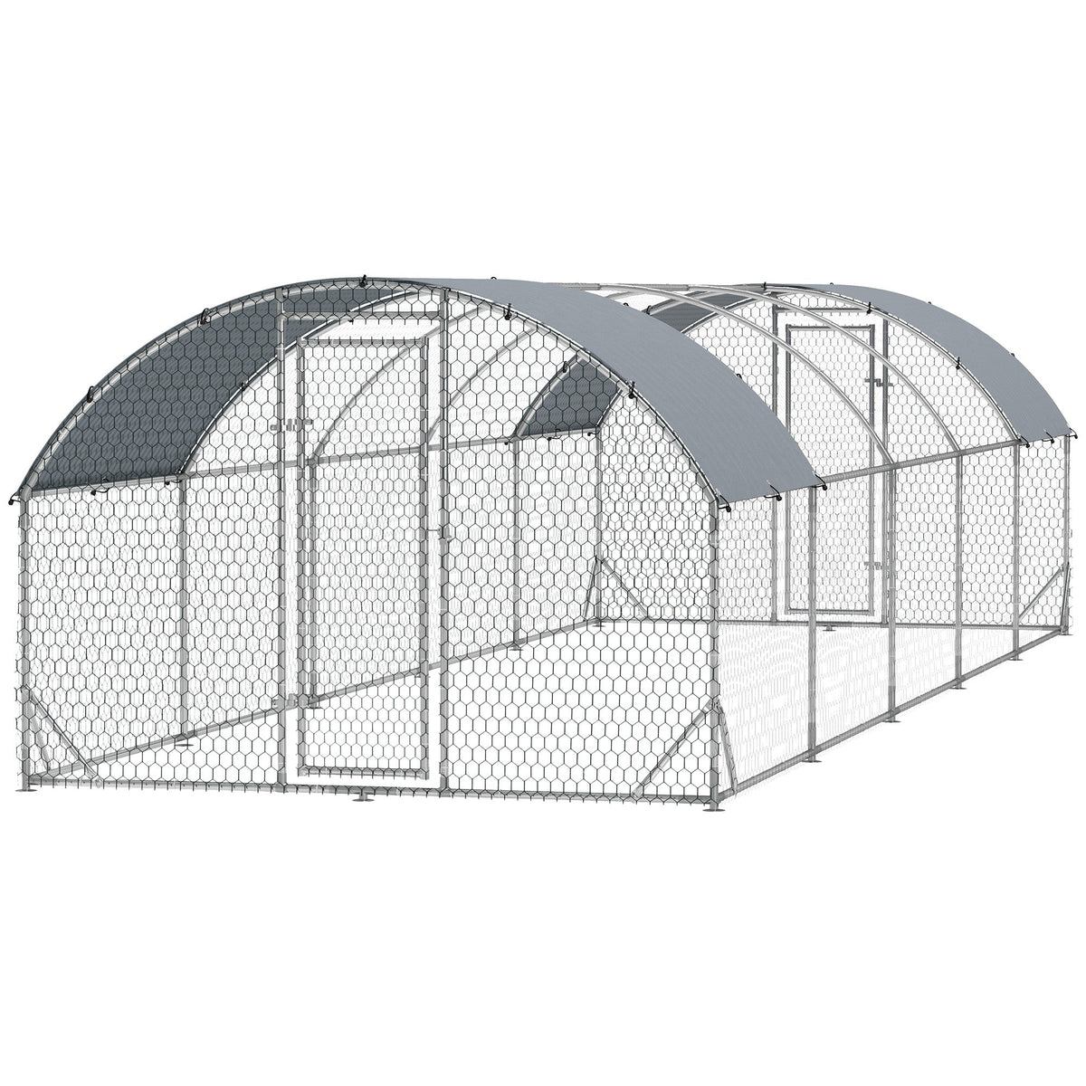 Large Metal Chicken Coop with Waterproof and Anti-UV Cover for Yard, Outdoor, Duck, Rabbit, 9.2 x 31.2 x 6.5