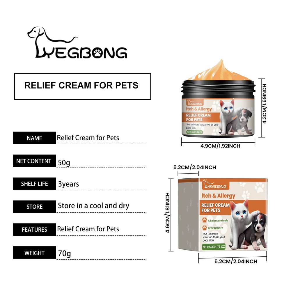 Pet Itch & Allergy Relief Cream, Soothing Skin  For Dogs & Cats, Natural Herbal Extracts For Itch, Bites & Irritated Skin, 50g