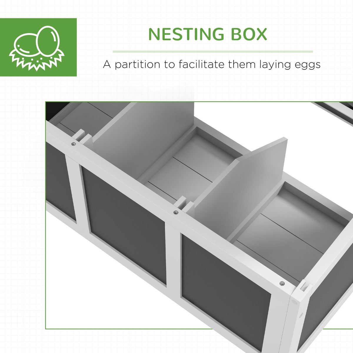 Wooden Chicken Coop with Nesting Box for 6 Chickens, Dark Gray