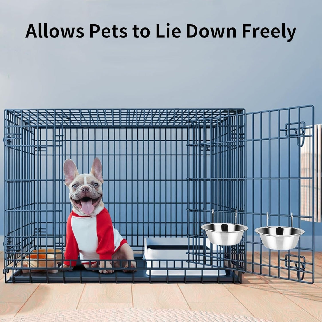 2PCS Kennel Water Bowl Hanging,Stainless Steel Puppy Bowls For Small Dog Cage,Kennel, Crate, Catio Accessories,Dog Crate Water Bowl Dish Feeder Food Holder No Spill