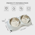 Macaron Pink-Dual Stainless Steel Pet Bowls, 600ml Each, Non-Slip, Dishwasher Safe For Small-Medium Pets