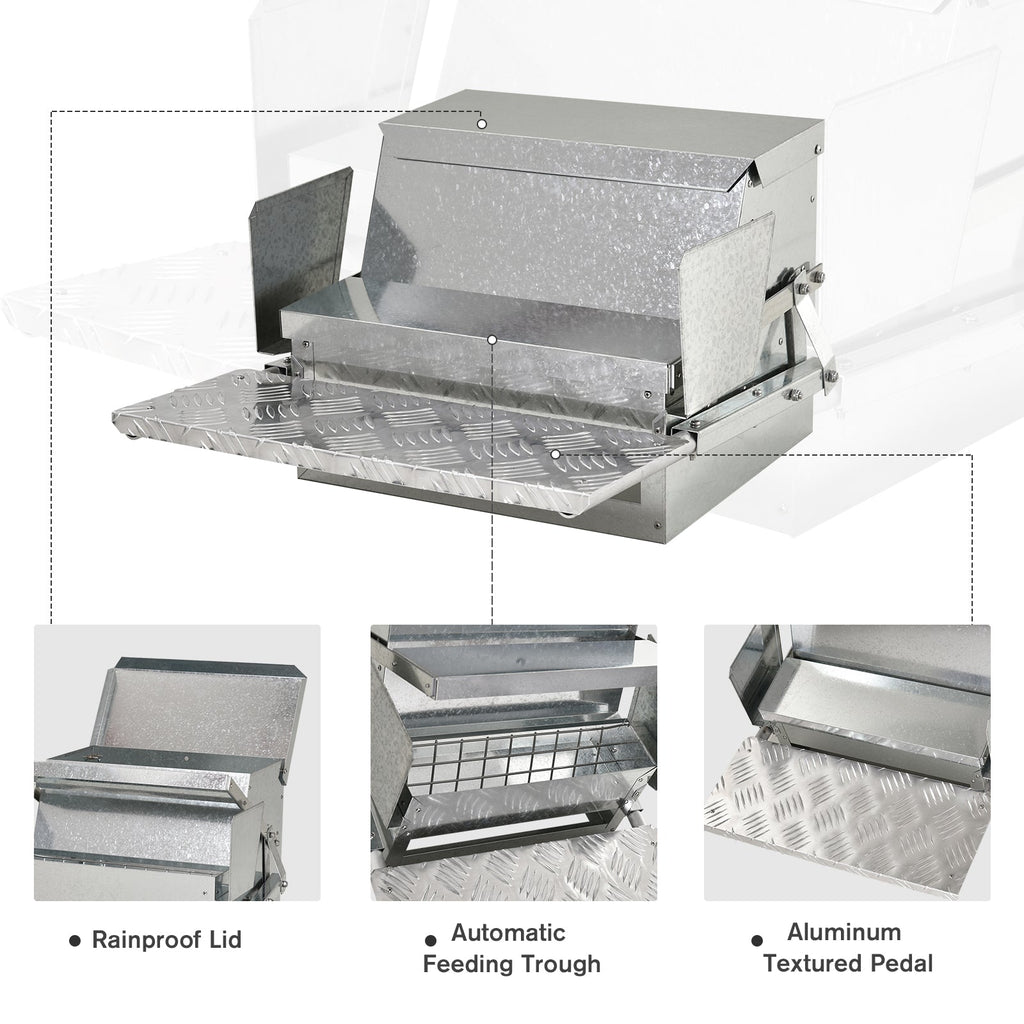 25 lbs Capacity Automatic Chicken Poultry Feeder with a Galvanized Steel and Aluminium Build, Weatherproof Design