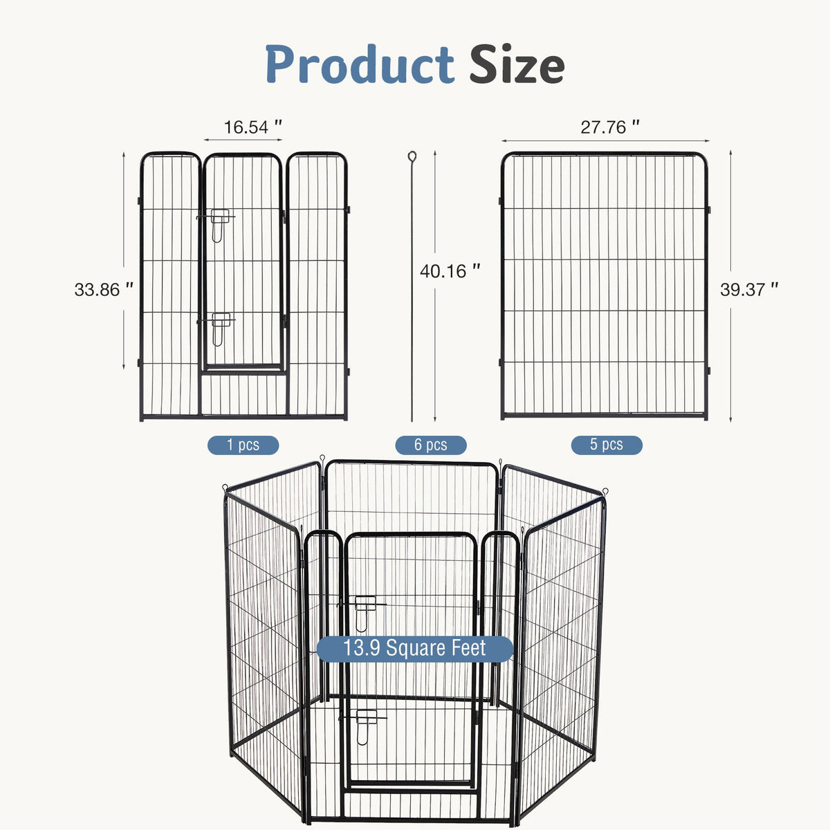 Metal Material, Foldable Pet Fence With A Door, Suitable For Small, Medium And Large-sized Dogs Outdoors