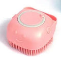 Pet Bath Massage Brush Puppy Dog Cat Grooming Soft soap Dispensing(Pink)