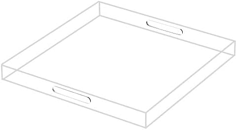Clear Sturdy Acrylic Serving Tray with Handles-24x24Inch-Serving Coffee,Appetizer,Breakfast,Butler-Kitchen Countertop Tray-Makeup Drawer Organizer-Vanity Table,Ottoman Tray-Decorative Tray