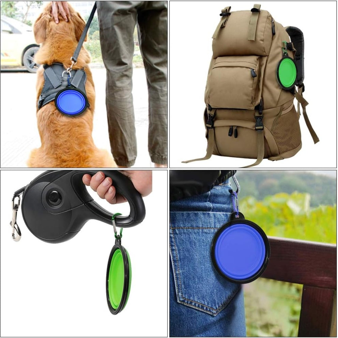 Dog Bowl Pet Collapsible Bowls, 2 Pack For Cats Dogs, Portable Pet Feeding Watering Dish For Walking Parking Traveling With 2 Carabiners