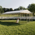 10x20 FT Large Outdoor Dog Kennel with Canopy, Heavy Duty Galvanized Steel Frame, Waterproof Cover, All-Weather Protection, Escape-Proof Lockable Pet Playpen for Large Dogs, Multiple Animals.