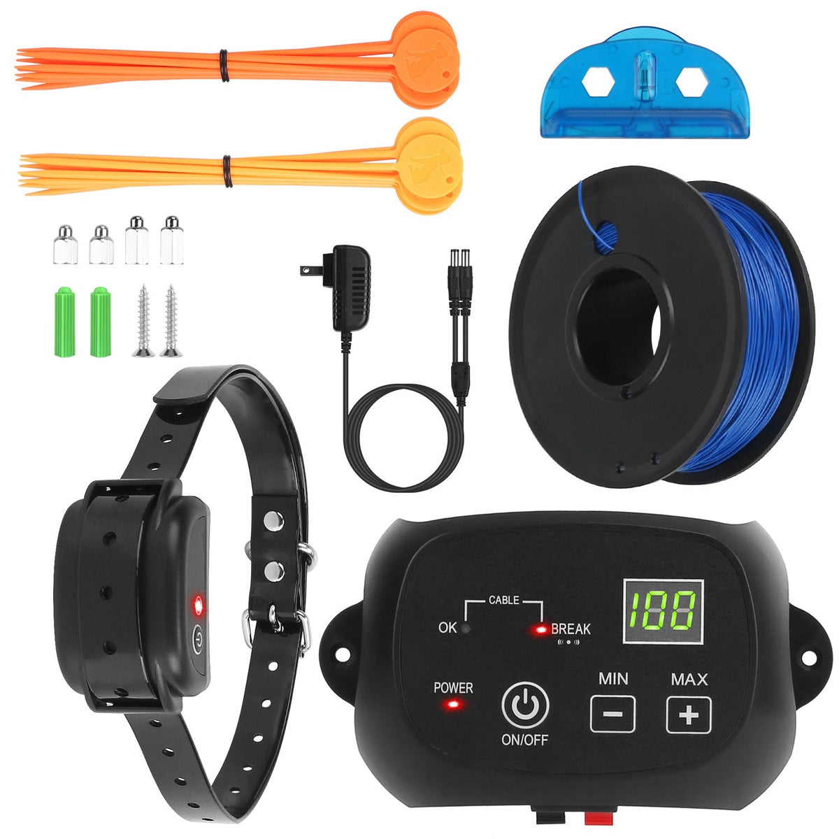1Set Dog Fence System Pet Containment System With One Hundred Adjustable Levels IPX7 Waterproof Rechargeable Receiver Underground Fence For Small Medium Large Dog