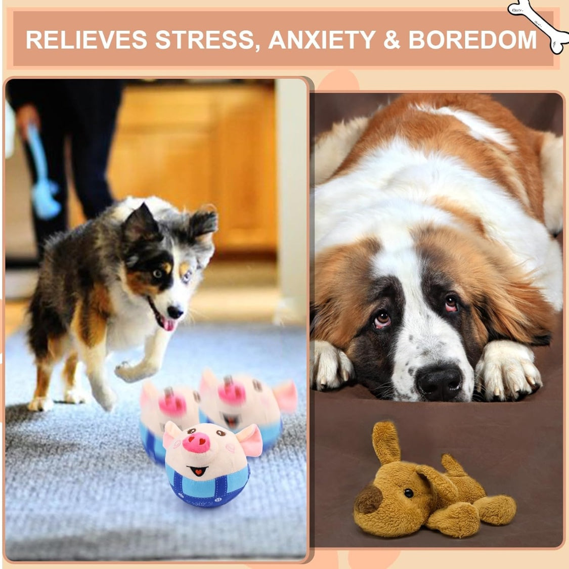 Interactive Dog Toys Pig, Jumping Squeaky Dog Toys With Recording And Music Modes, Rechargeable Moving Dog Chew Toys