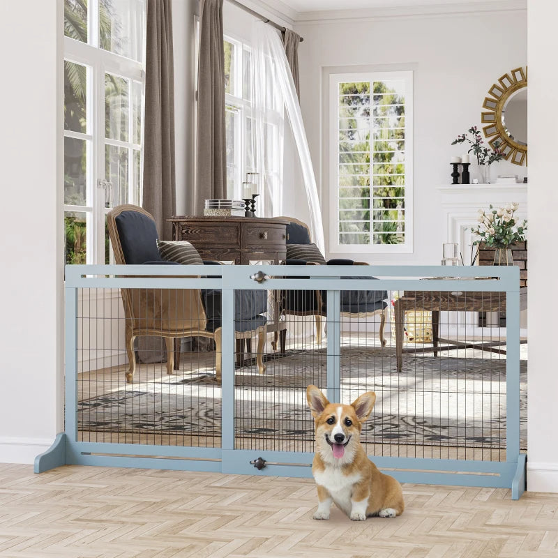 Extra Wide Freestanding Pet Gate With Adjustable Length Dog