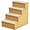 Pet Stairs, Small Pet Steps with Cushioned Removable Covering for Dogs and Cats Up To 22 lbs, Natural