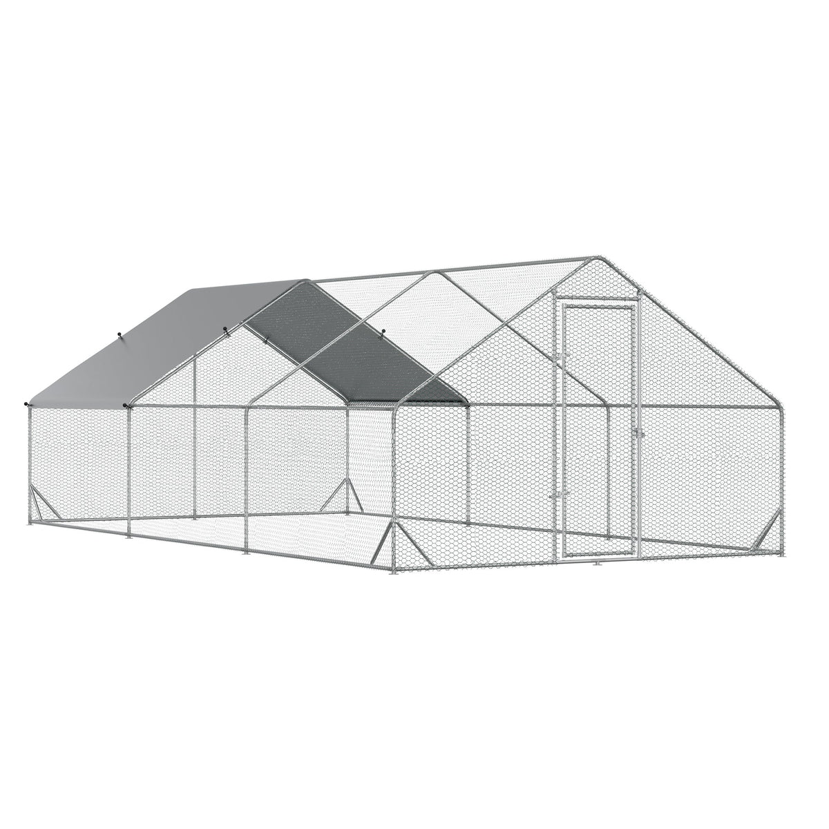 10 x 20 x 6.5 Chicken Coop Cage, Outdoor Hen House w/Cover & Lockable Door