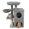 Light Gray 33.5" Multi-Level Cat Tree With 2-Tier Condo, Sisal Scratching Posts & Anti-Toppling Device For Cats