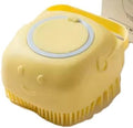 Pet Bath Massage Brush Puppy Dog Cat Grooming Soft soap dispensing (YELLOW)