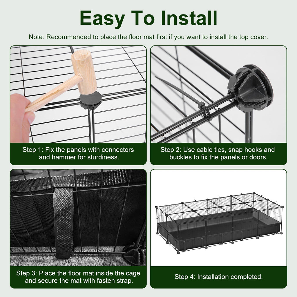 47x24x12IN Guinea Pig Cage Small Animal Playpen DIY Metal Pet Enclosure With 20 Panels Waterproof Floor Mat For Hedgehogs Chickens Ducklings Rabbits Hamsters