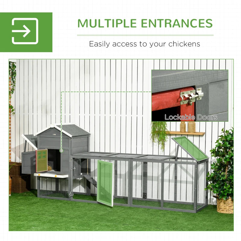 Extra Large Chicken Coop With Asphalt Roof, Wooden Hen Run With Slide-Out Tray And Nesting Box, Chicken Hutch For 3-6 Chickens, GrayMultiple Packages
