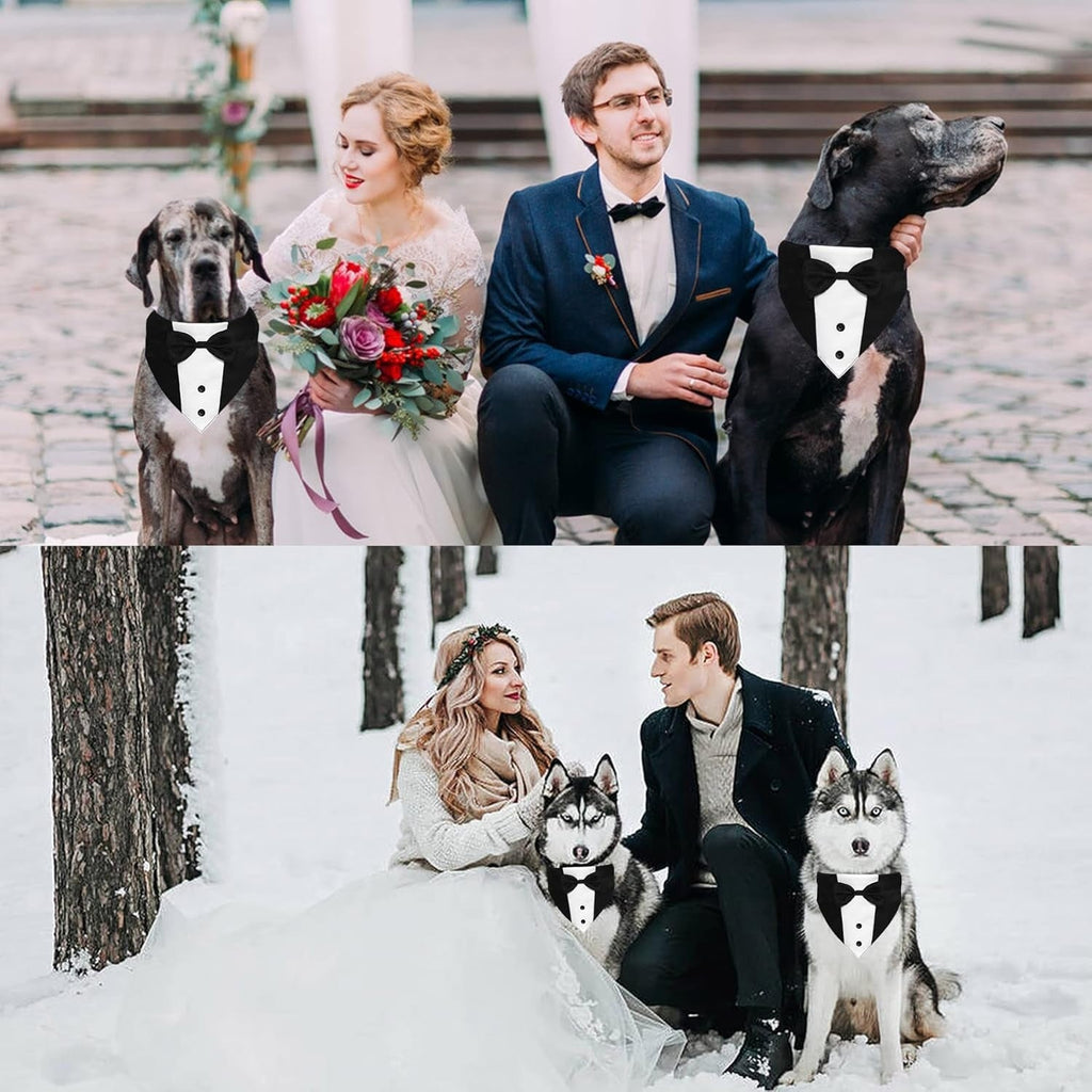 Dog Tuxedo Suit Wedding Bandana Collar With Bow Tie, Adjustable Formal Dog Tux, Engagement Birthday Tuxedo For Small Medium Large Dogs Pets