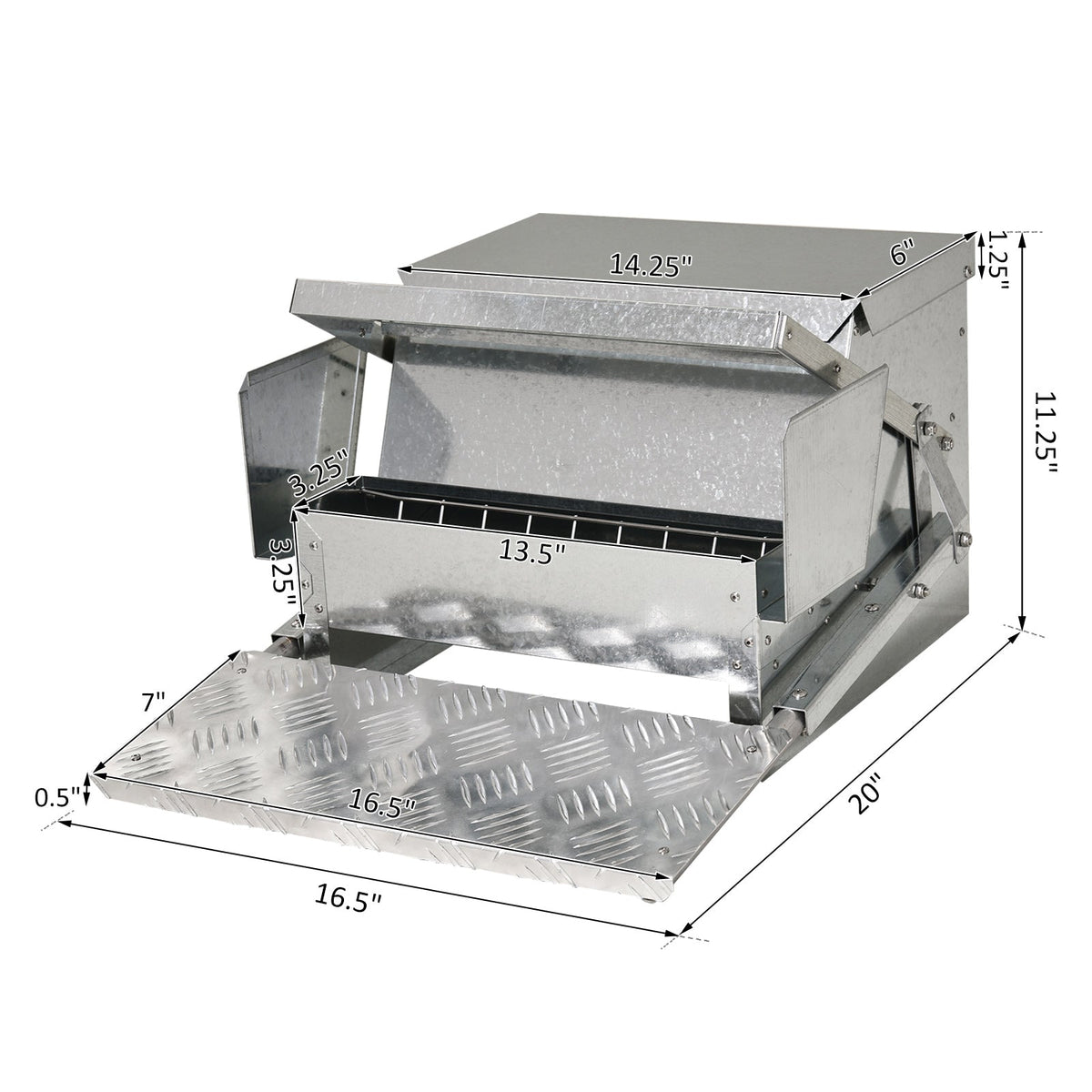 25 lbs Capacity Automatic Chicken Poultry Feeder with a Galvanized Steel and Aluminium Build, Weatherproof Design