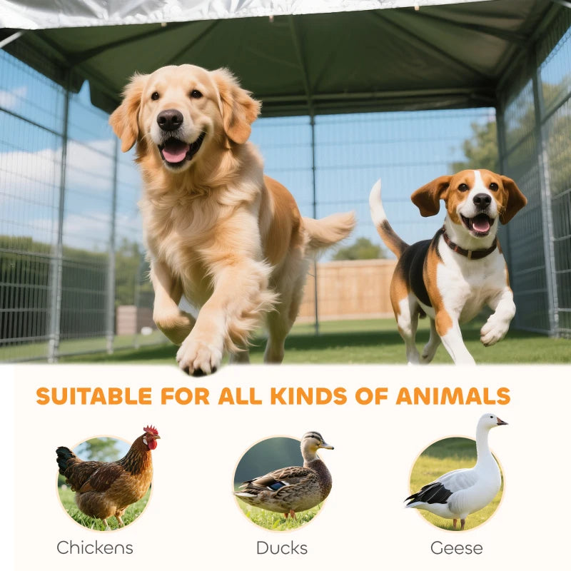 Large Outdoor Dog Kennel With 2 Rooms, Rotating & Adjustable Height Bowls, Multiple Packages Will Be Shipped Please Pay Attention To The Dimensions And Weight In The Details.