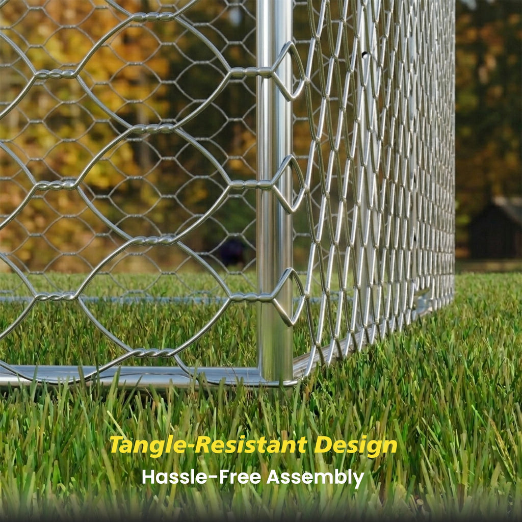 10x20 FT Large Outdoor Dog Kennel with Canopy, Heavy Duty Galvanized Steel Frame, Waterproof Cover, All-Weather Protection, Escape-Proof Lockable Pet Playpen for Large Dogs, Multiple Animals.