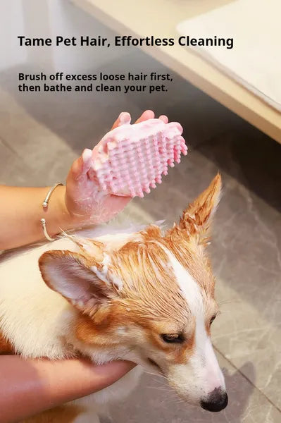 Dog Bath Brush,Pet Bath Comb Brush Soothing Massage Rubber Comb,Pet Bathing Brush