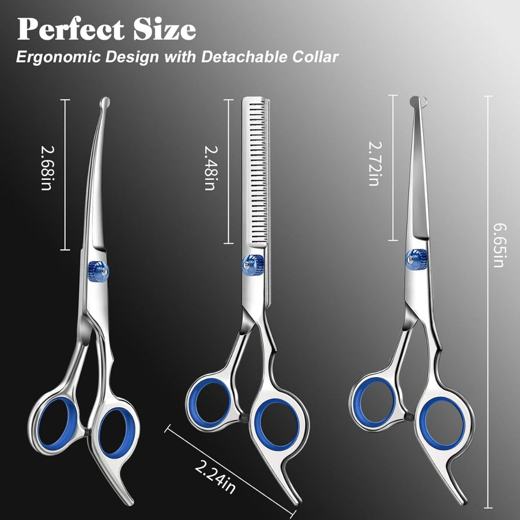 Professional 4 In 1 Dog  Cat Grooming Scissors Kit With Safety Round Tips,Sharp