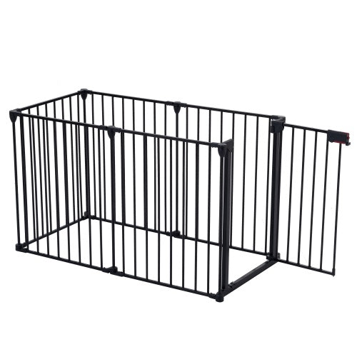 150 Adjustable Safety Gate 6 Panels Play Yard Metal Doorways Fireplace Fence Christmas Tree Fence Gate For House Stairs Gate Prohibited Area Fence