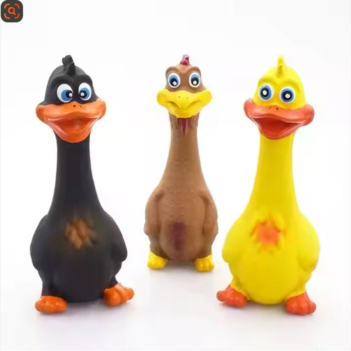 US LOCAL STOCK Hiphoppet New Latex Interactive Dog Chew Toys Cute Duck Shape Squeaky Pet Dog Interactive Boredom Buster Toys