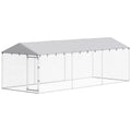 20 x 7.5 x 6.5 Dog Kennel Outdoor for Small Medium Large Dogs with Waterproof Roof, Silver
