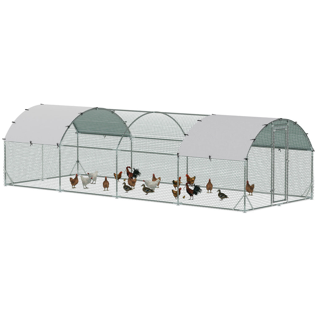 Large Metal Chicken Coop with Waterproof and Anti-UV Cover for Yard, Outdoor, Duck, Rabbit, 9.2 x 24.9 x 6.5
