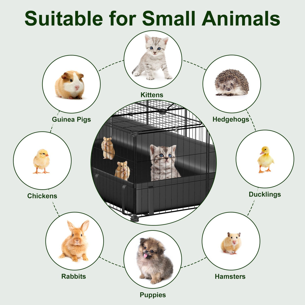 47x24x12IN Guinea Pig Cage Small Animal Playpen DIY Metal Pet Enclosure With 20 Panels Waterproof Floor Mat For Hedgehogs Chickens Ducklings Rabbits Hamsters