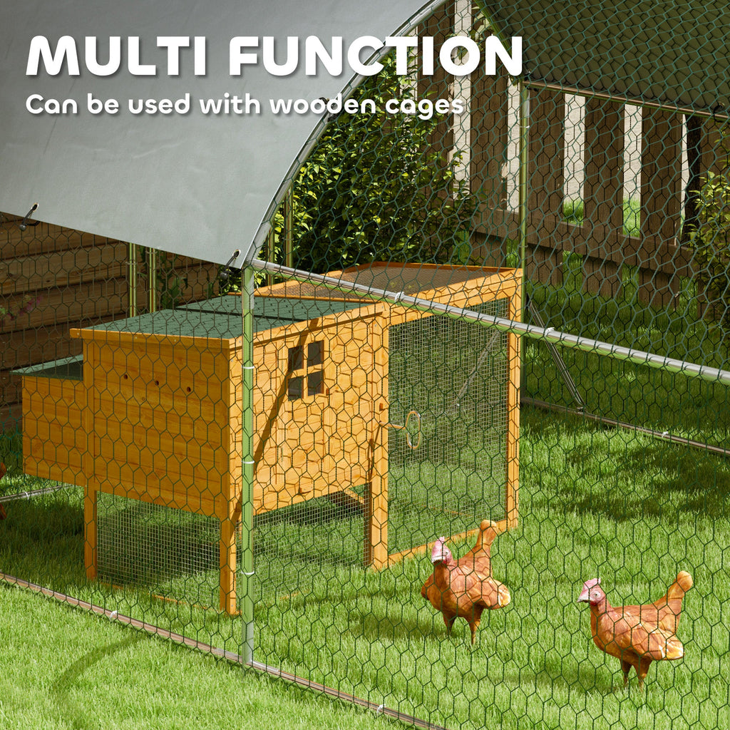 Large Metal Chicken Coop with Waterproof and Anti-UV Cover for Yard, Outdoor, Duck, Rabbit, 9.2 x 31.2 x 6.5
