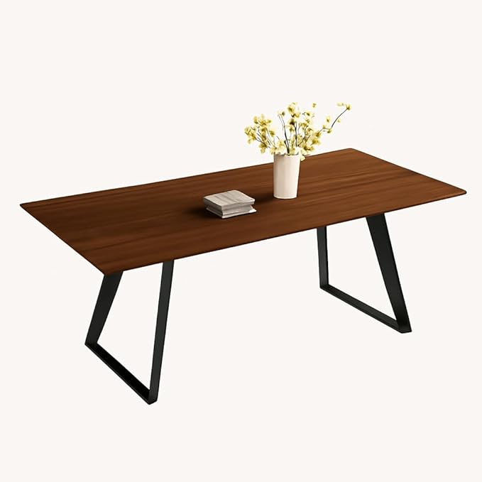 ZckyCine Extendable Dining Table - 63" to 78.7" Adjustable Rectangular Table with Black Metal Legs, Modern Expandable Dining Table for 6-8 People