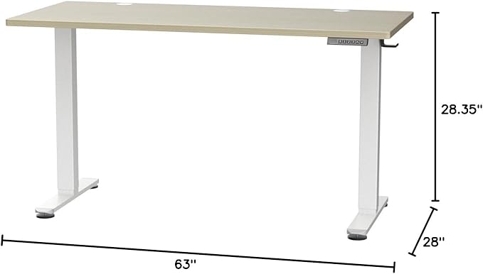 ErGear Height Adjustable Electric Standing Desk, 63 x 28 Inches Sit Stand up Desk, Large Memory Computer Home Office Desk with Two-Piece Desktop (Natural)