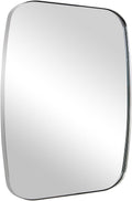 ANDY STAR Chrome Oblong Mirror, 36x40 Inch Polished Chrome Oval Mirror for Bathroom with Stainless Steel Metal Frame, Wall Mouned for Bathroom, Living Room, Entryway