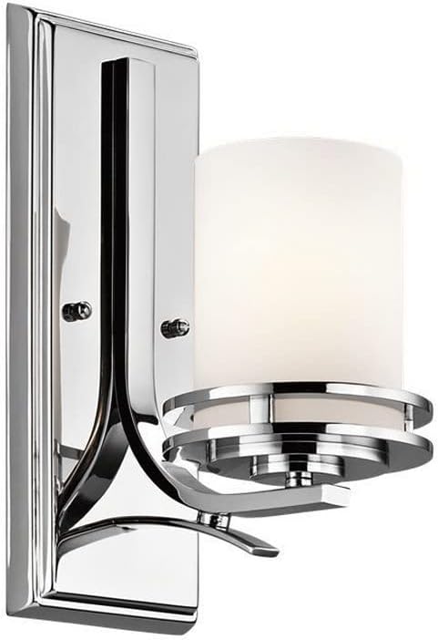 Kichler Hendrik 12" Wall Sconce in Brushed Nickel, 1-Light Modern Wall Mount Light with Satin Etched Cased Opal Glass, (12" H x 5.25" W), 5076NI, 24.75 in
