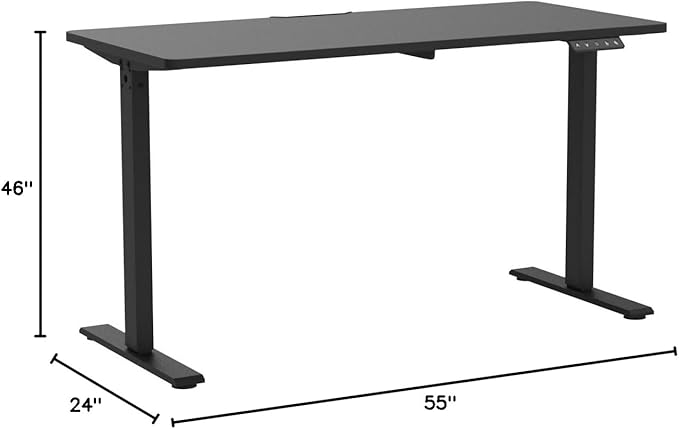 FLEXISPOT Standing Desk Electric Height Adjustable Desk with 55 x 24 Inches Splice Board, Ergonomic Memory Controller, Black Top + Black Frame