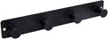 Small Coat Rack Wall Mounted, Black Coat Hooks Adhesive & Screw in, Stainless Steel Wall Hooks for Hanging Hat Towels Clothes, Metal Hook Rail with 4 Round Hangers