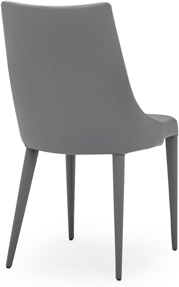 ZURI Jillian Gray Leatherette Dining Chair with Curved Back