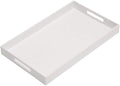 Glossy White Sturdy Acrylic Serving Tray with Handles-12x20 Inch-Serving Coffee Appetizer Breakfast-Kitchen Countertop Makeup Drawer Organizer-Vanity Table Ottoman Decorative Tray