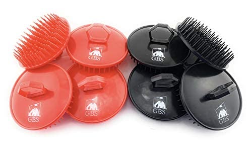 G.B.S Easy to Hold Hair Scalp Shampoo Brush Scrubber, 4 Black, 4 Red, Pack of 8