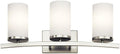 Kichler Crosby 23" Vanity Light in Brushed Nickel, 3-Light Contemporary Bathroom Light with Satin Etched Cased Opal Glass, (23" L x 8.75" H), 45497NI
