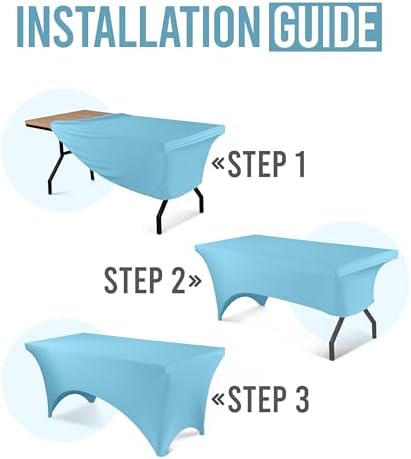 Utopia Kitchen 6FT Spandex Tablecloth [1 Pack, Blue Mist] 200 GSM Stretch, Fitted, Washable and Wrinkle Resistant Table Cloth Rectangle Cover for Trade Shows, Wedding, Parties [72Lx30Wx30H Inch]