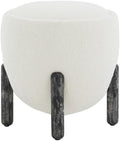 SAFAVIEH Couture Collection Clarabella Ivory Boucle/Black Round Upholstered Footrest Ottoman (Fully Assembled)