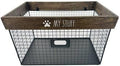 Rae Dunn Decorative Pet Toy Storage Basket - Durable Cat and Dog Toy Basket Perfect for Organizing Chew Toys - Sturdy Metal Baskets for Storage of Pet Blankets & Leashes