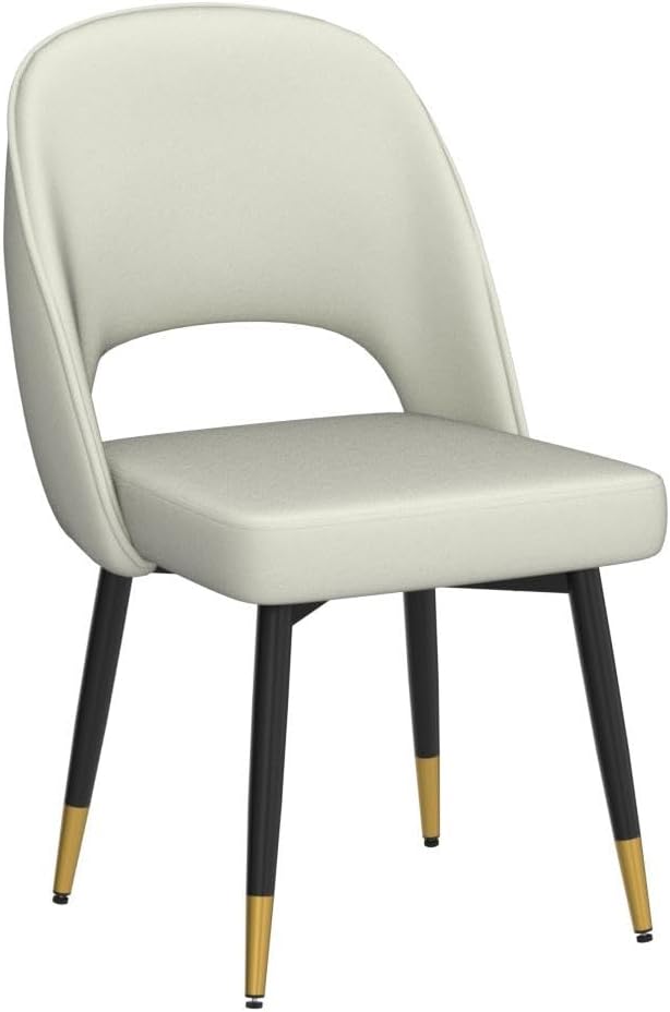 DUOMAY Modern Dining Chair Set of 2 with Open Back, Velvet Upholstered Armless Chair with Metal Frame Side Chair for Kitchen Dining Room Living Room, Beige
